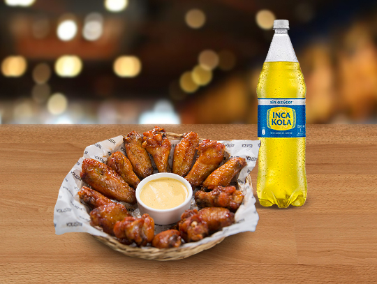 Alitas BBQ + Gaseosa 1L.
