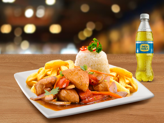 Pollo saltado + Gaseosa 1/2L